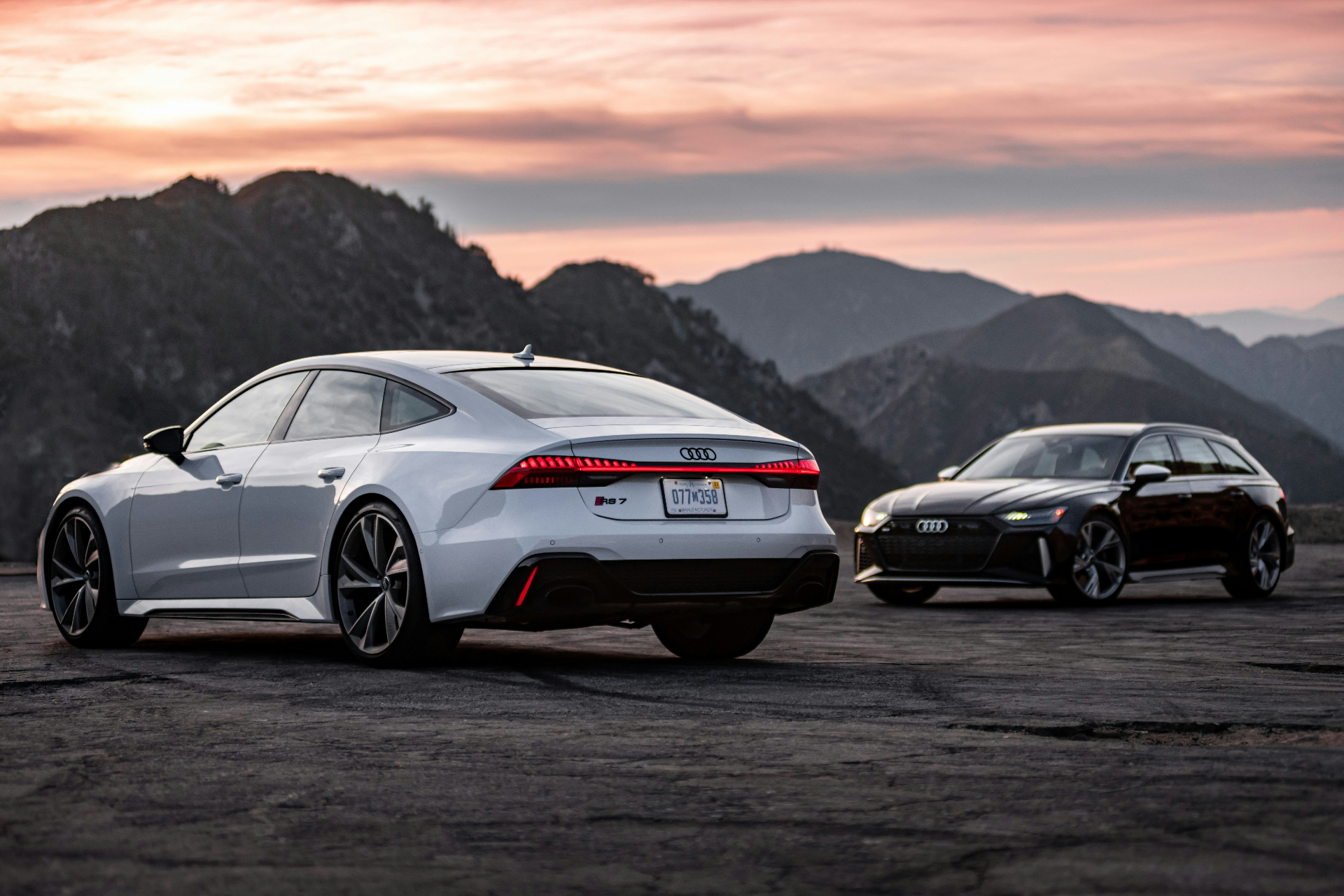 Luxury Audi vehicles at sunset · PRO DTLR mobile detailing Southeast Idaho